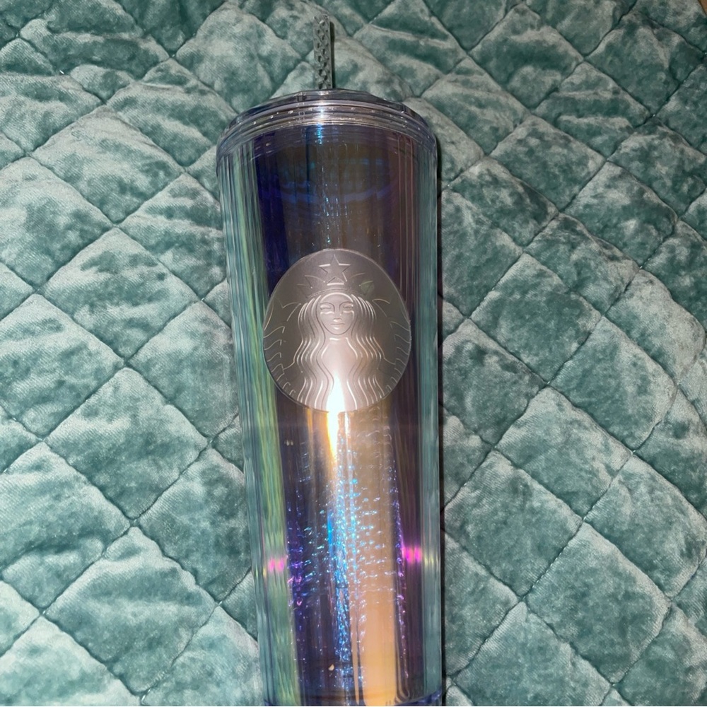 New STARBUCKS Iridescent Diamond Tumbler 24 oz Venti Dome Lid Cold Cup